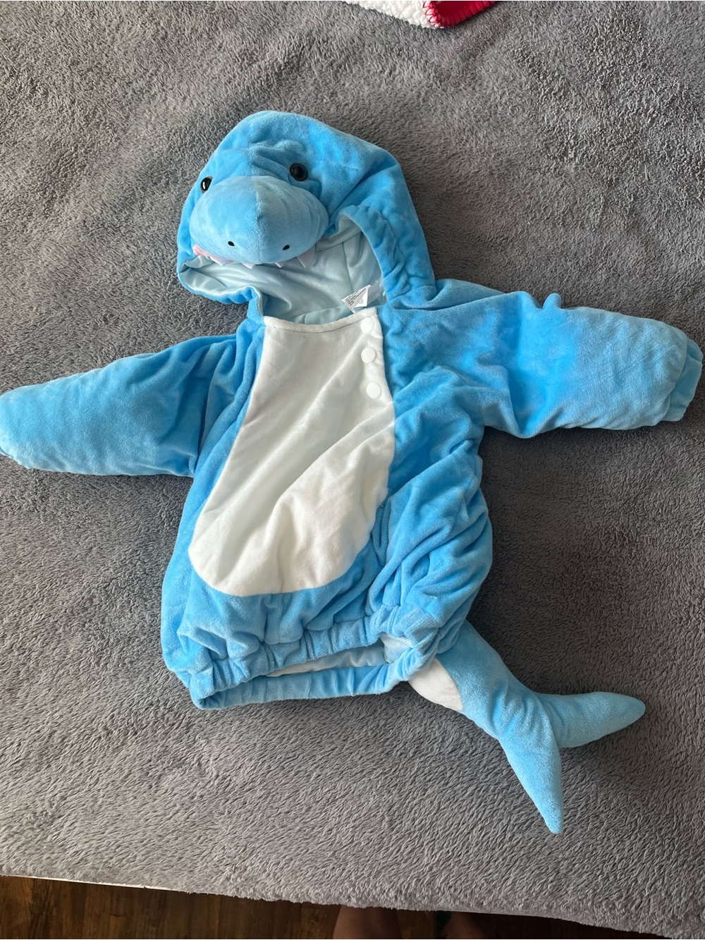 Blue Shark Plush Hooded One-Piece Halloween costume for toddler